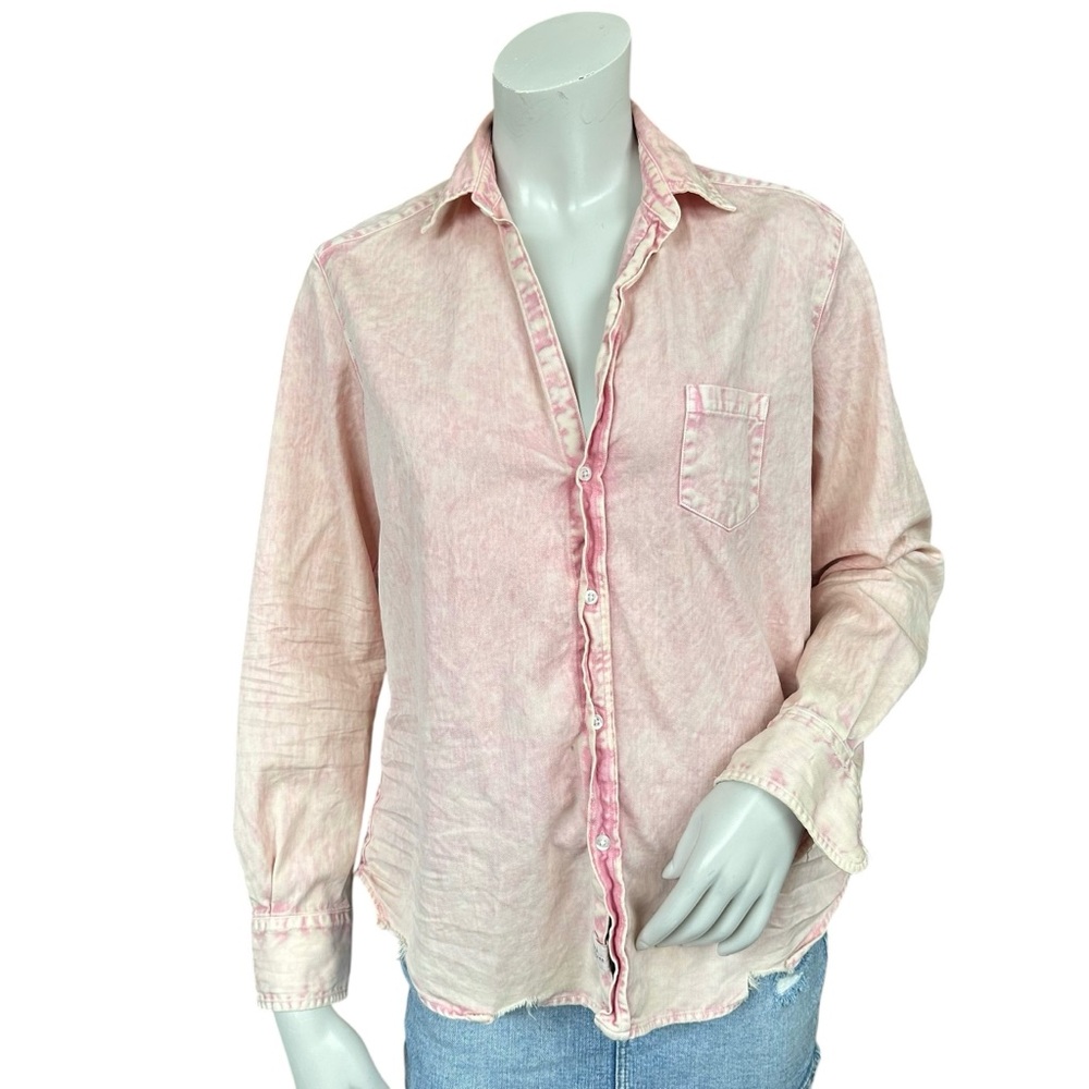 Frank & Eileen Eileen Mineral Wash Pink Distressed Casual Button Down Shirt XS